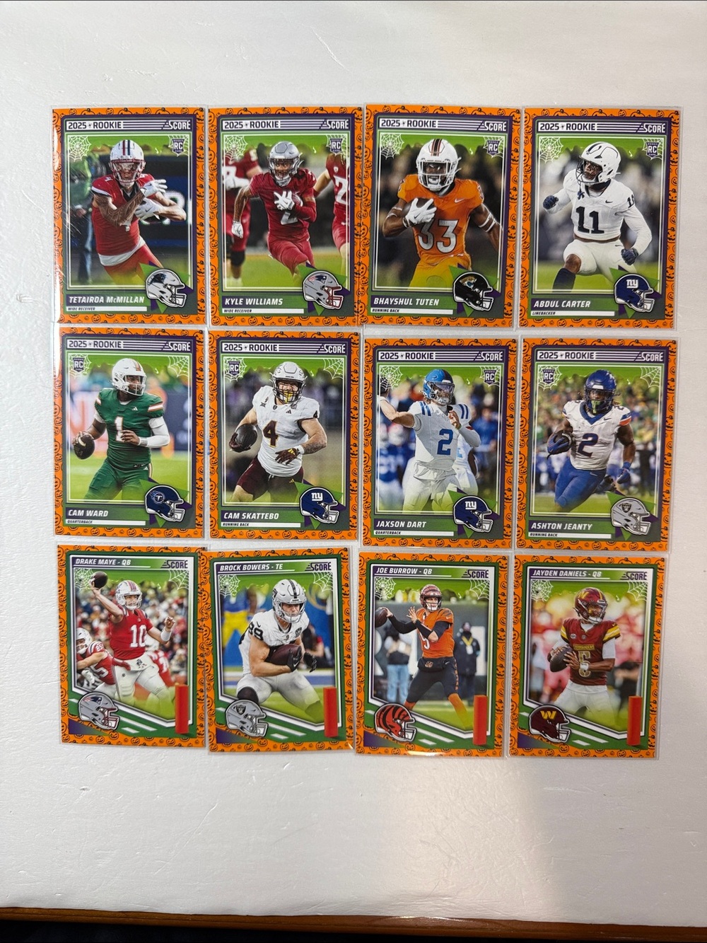 NFL Rookie Football Card Lot - Orange Border